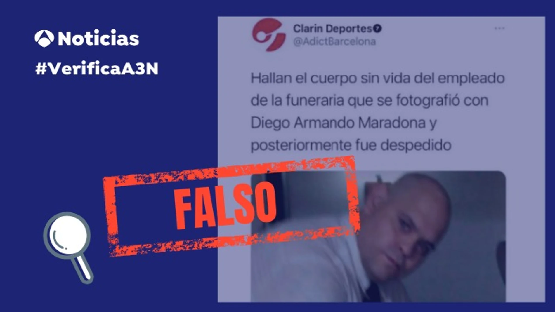 El bulo sobre el empleado de la funeraria que se fotografió con Maradona El bulo sobre el empleado de la funeraria que se fotografió con Maradona