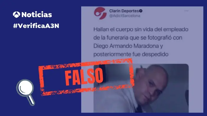 El bulo sobre el empleado de la funeraria que se fotografió con Maradona La noticia se ha hecho viral