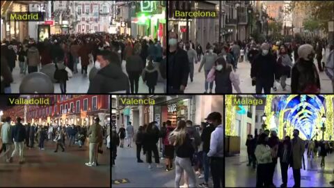 Aglomeraciones navide&ntilde;as en varias ciudades que hacen temer una tercera ola del coronavirus 