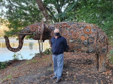  El sorprendente y artístico elefante de 2000 kilos de peso en los montes de Arcade, Pontevedra