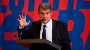 l expresidente del FC Barcelona Joan Laporta durante la presentaci&oacute;n de su candidatura a la presidencia del club