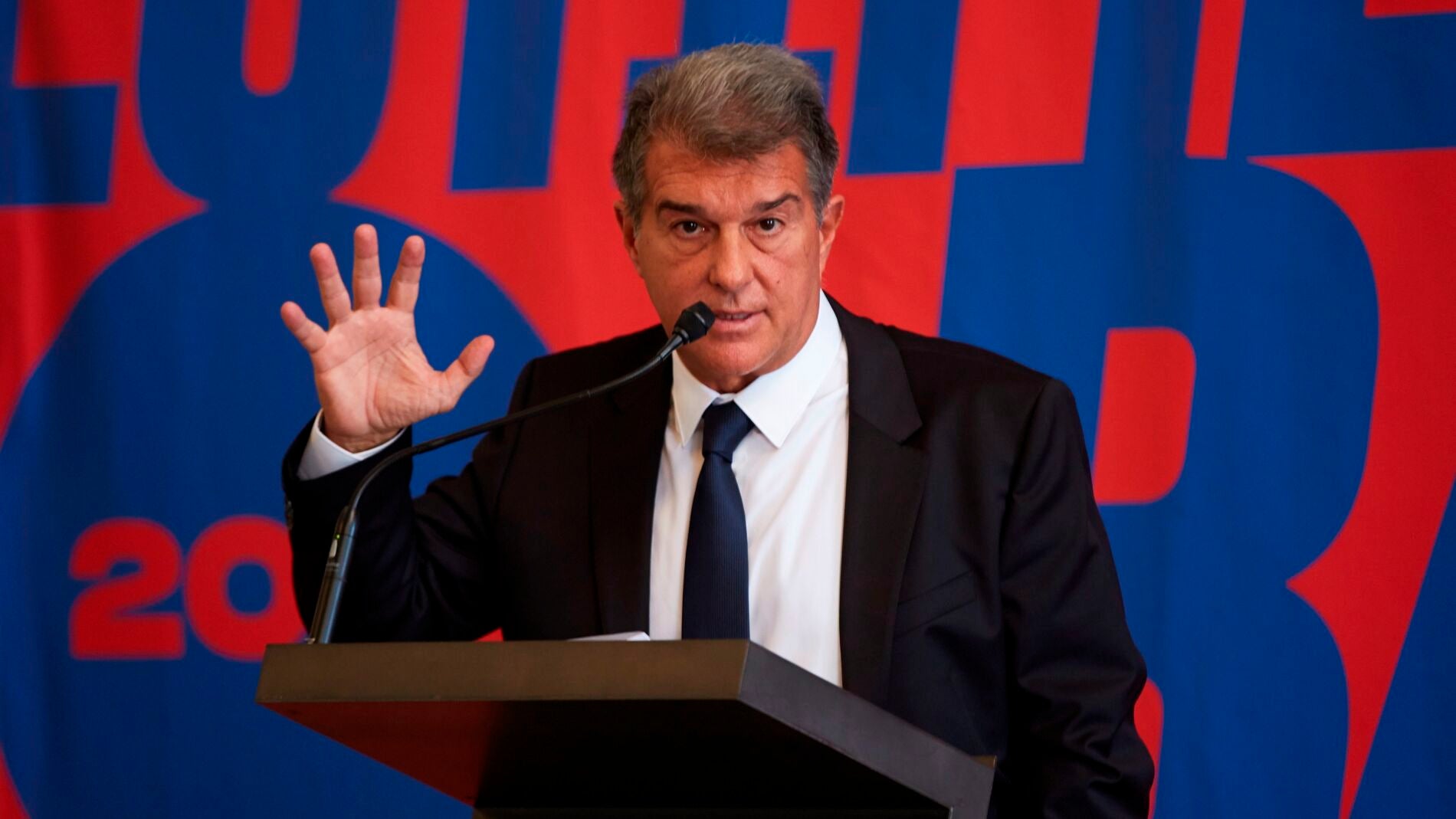 l expresidente del FC Barcelona Joan Laporta durante la presentaci&oacute;n de su candidatura a la presidencia del club