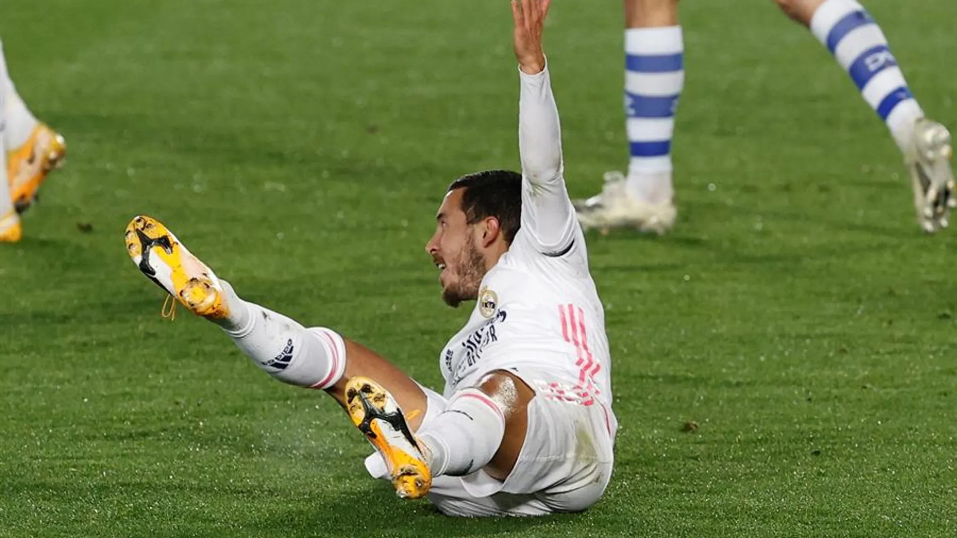 El delantero del Real Madrid Eden Hazard durante el partido de Liga en Primera División ante el Alavés, que disputaron en el estadio Alfredo Di Stéfano de Madrid El delantero del Real Madrid Eden Hazard durante el partido de Liga en Primera División ante el Alavés, que disputaron en el estadio Alfredo Di Stéfano de Madrid