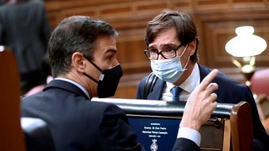 Pedro S&aacute;nchez y Salvador Illa en el Congreso