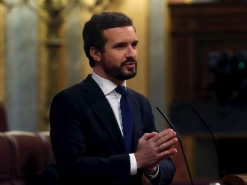 El líder del Partido Popular, Pablo Casado, interviene en el Congreso de los Diputados 