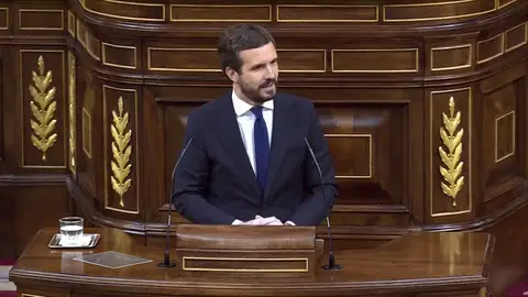 Pablo Casado acusa a Pedro Sánchez de provocar una "alarma de Estado" Pablo Casado acusa a Pedro Sánchez de provocar una "alarma de Estado"