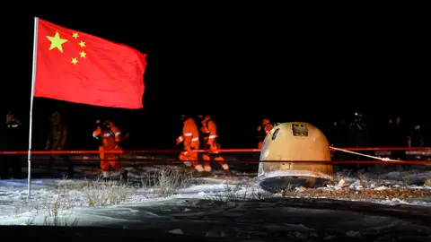Imagen de la sonda china Chang'e-5 que ha recogido muestras lunares Imagen de la sonda china Chang'e-5 que ha recogido muestras lunares