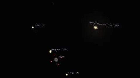 Imagen del telescopio de Júpiter y Saturno Imagen del telescopio de Júpiter y Saturno
