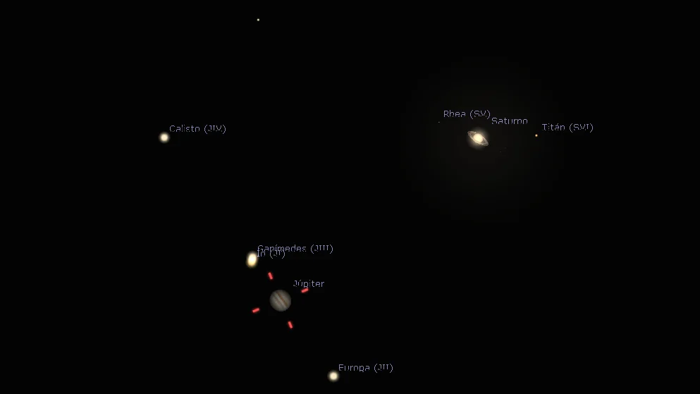 Imagen del telescopio de Júpiter y Saturno Imagen del telescopio de Júpiter y Saturno