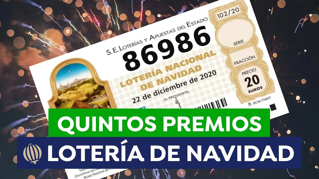 86986, primer quinto premio en la Lotería de Navidad 2020 86986, primer quinto premio en la Lotería de Navidad 2020