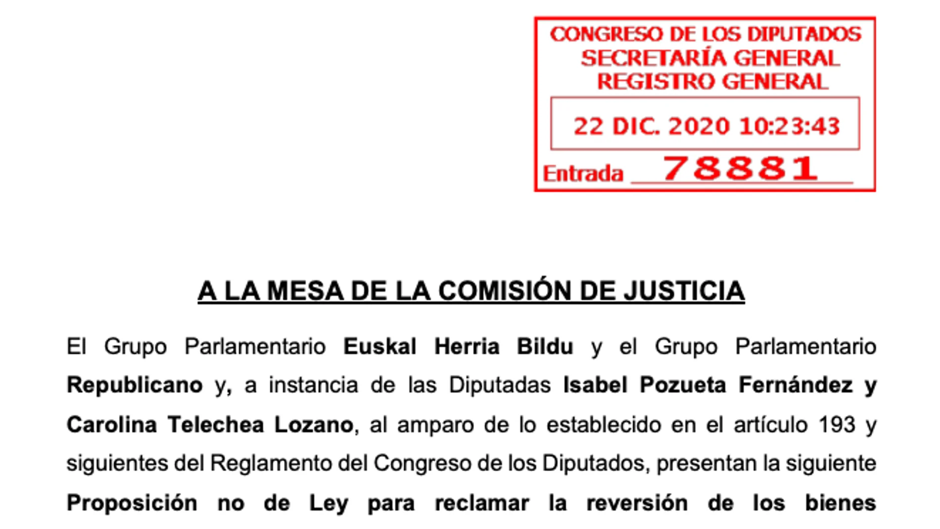 Proposición no del ley presentada por EH Bildu y ERC Proposición no del ley presentada por EH Bildu y ERC