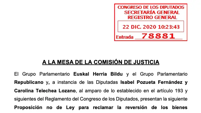 Proposición no del ley presentada por EH Bildu y ERC Proposición no del ley presentada por EH Bildu y ERC