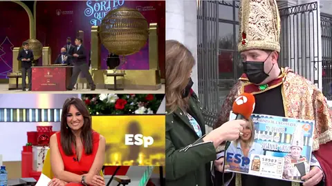 Obispo con el décimo de Susana Griso en la Lotería de Navidad 2020 Obispo con el décimo de Susana Griso en la Lotería de Navidad 2020