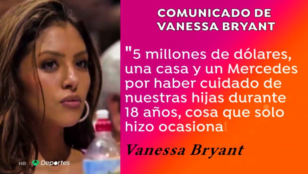 Vanessa Bryant desvela que su madre le reclama "cinco millones de dólares, una casa y un Mercedes"