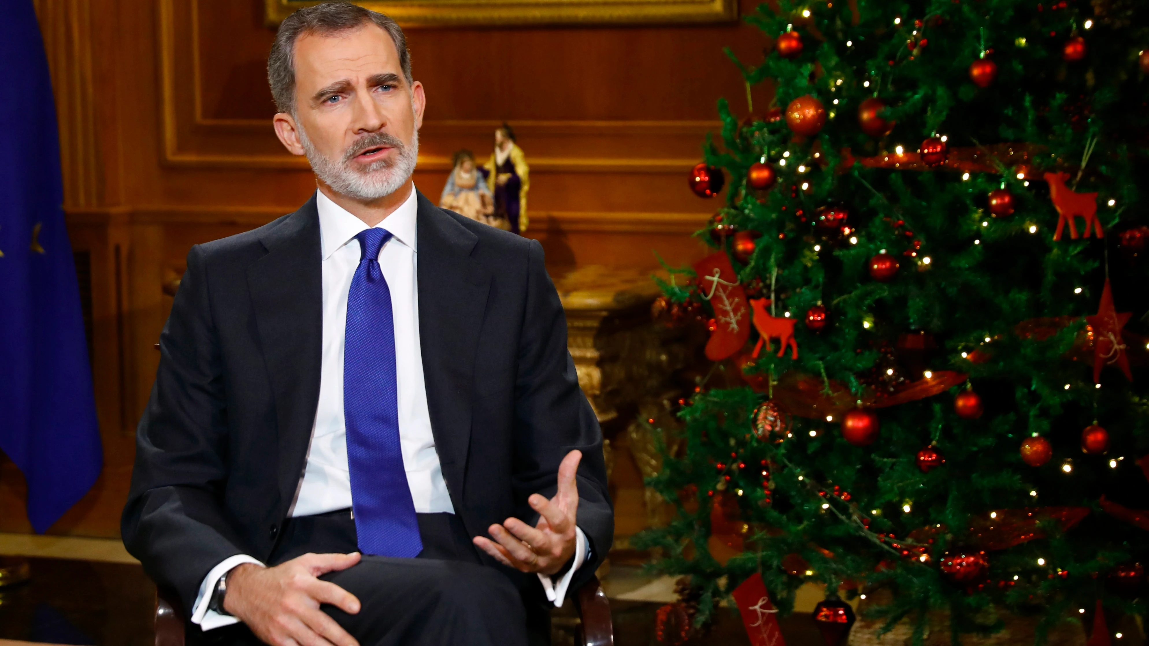 El rey Felipe VI pronuncia su tradicional discurso de Nochebuena, desde el Palacio de La Zarzuela