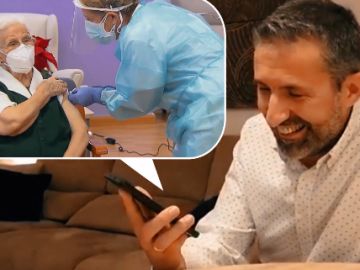 Araceli confiesa a su nieto que ha tenido que "hacerse la fuerte" en el momento de la vacunación contra el coronavirus