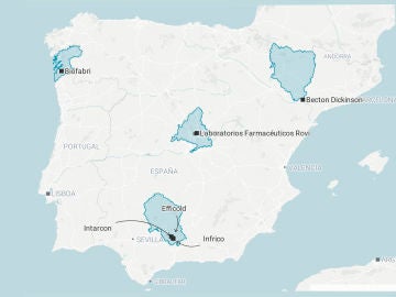 Mapa de la fabricación de la vacuna contra el coronavirus en España