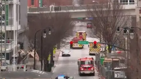Imagen de la zona de la explosión en Nashville Imagen de la zona de la explosión en Nashville