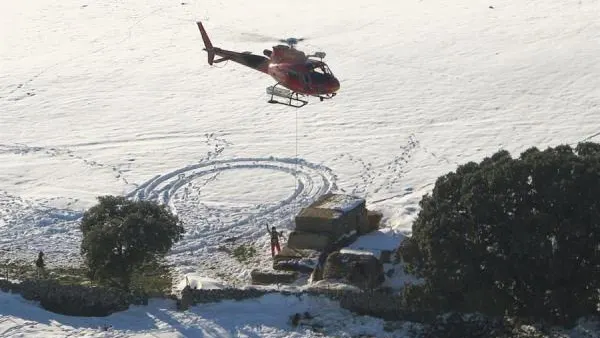 Operación aérea para alimentar a animales aislados por el temporal Filomena Operación aérea para alimentar a animales aislados por el temporal Filomena