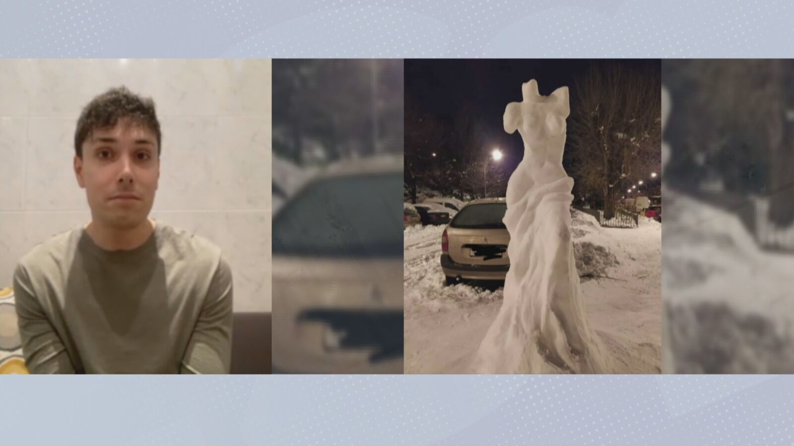 Un osteópata y un bombero, autores de la Venus de Milo esculpida con la nieve del temporal