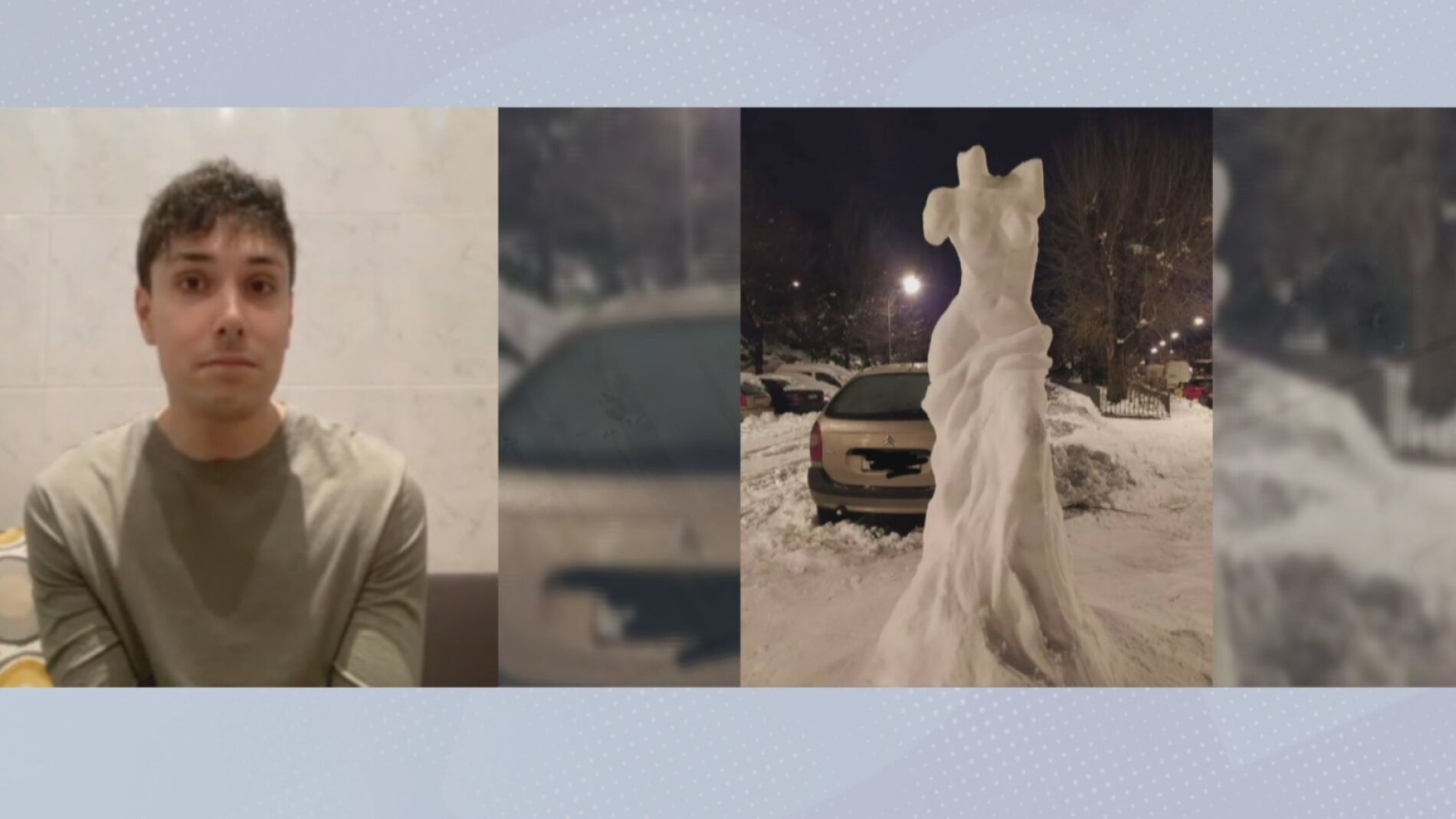 Un oste&oacute;pata esculpe la Venus de Milo en la nieve