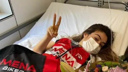 La ciclista Enara López, tras sufrir un atropello La ciclista Enara López, tras sufrir un atropello