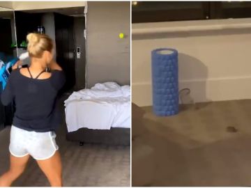 Yulia Putintseva entrena en su habitación antes del Open de Australia