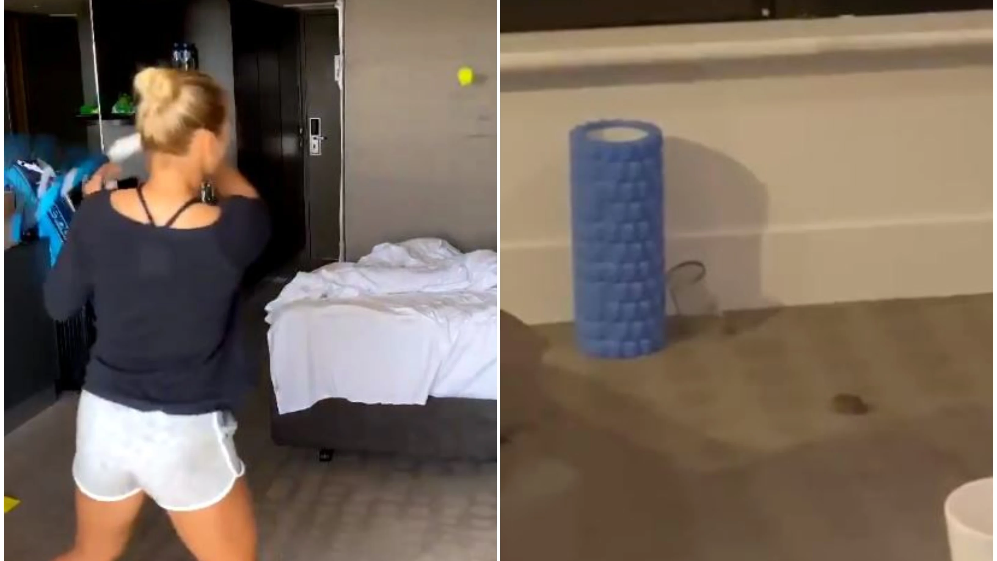 Yulia Putintseva entrena en su habitación antes del Open de Australia Yulia Putintseva entrena en su habitación antes del Open de Australia