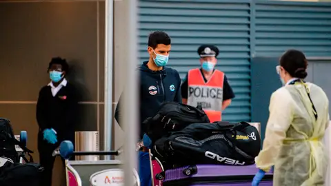 Novak Djokovic, a su llegada a Australia Novak Djokovic, a su llegada a Australia
