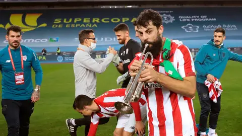 Asier Villalibre, durante la celebración del Athletic Asier Villalibre, durante la celebración del Athletic
