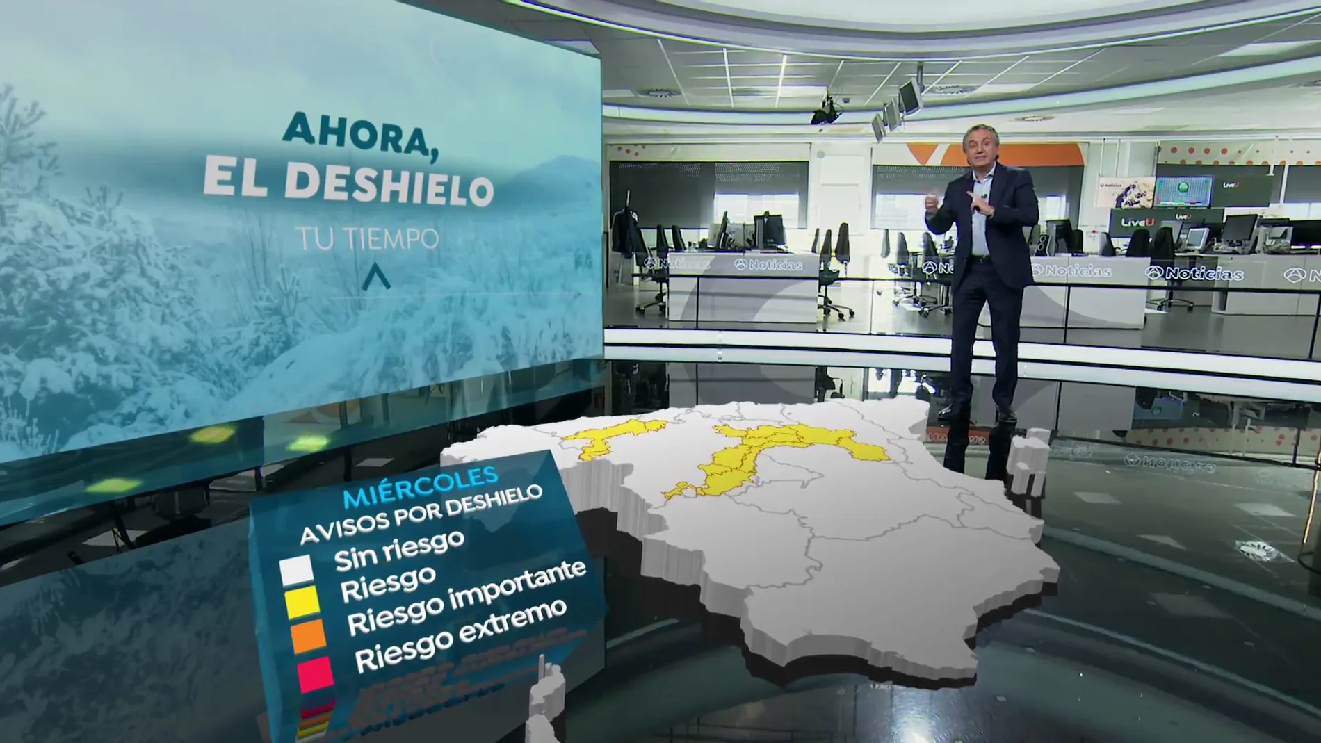 El mapa 3D que muestras las zonas de riesgo por deshielo en España