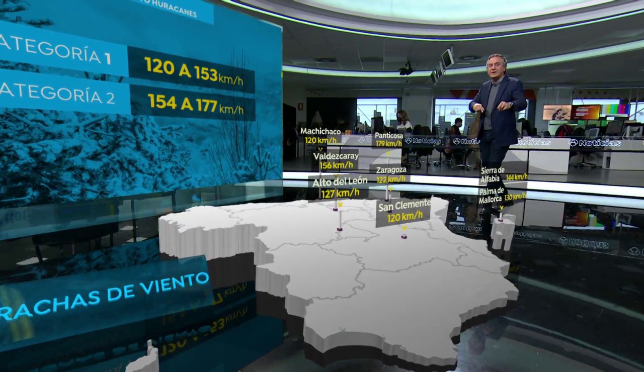 El mapa 3D de los vientos huracanados en España El mapa 3D de los vientos huracanados en España