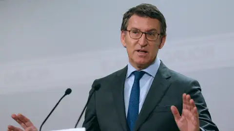 Alberto Núñez Feijóo, en la rueda de prensa. Alberto Núñez Feijóo, en la rueda de prensa.