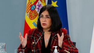 Carolina Darias, durante una rueda de prensa en Moncloa.