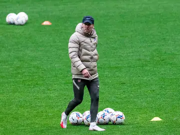 Simeone, en un entrenamiento del Atlético de Madrid Simeone, en un entrenamiento del Atlético de Madrid