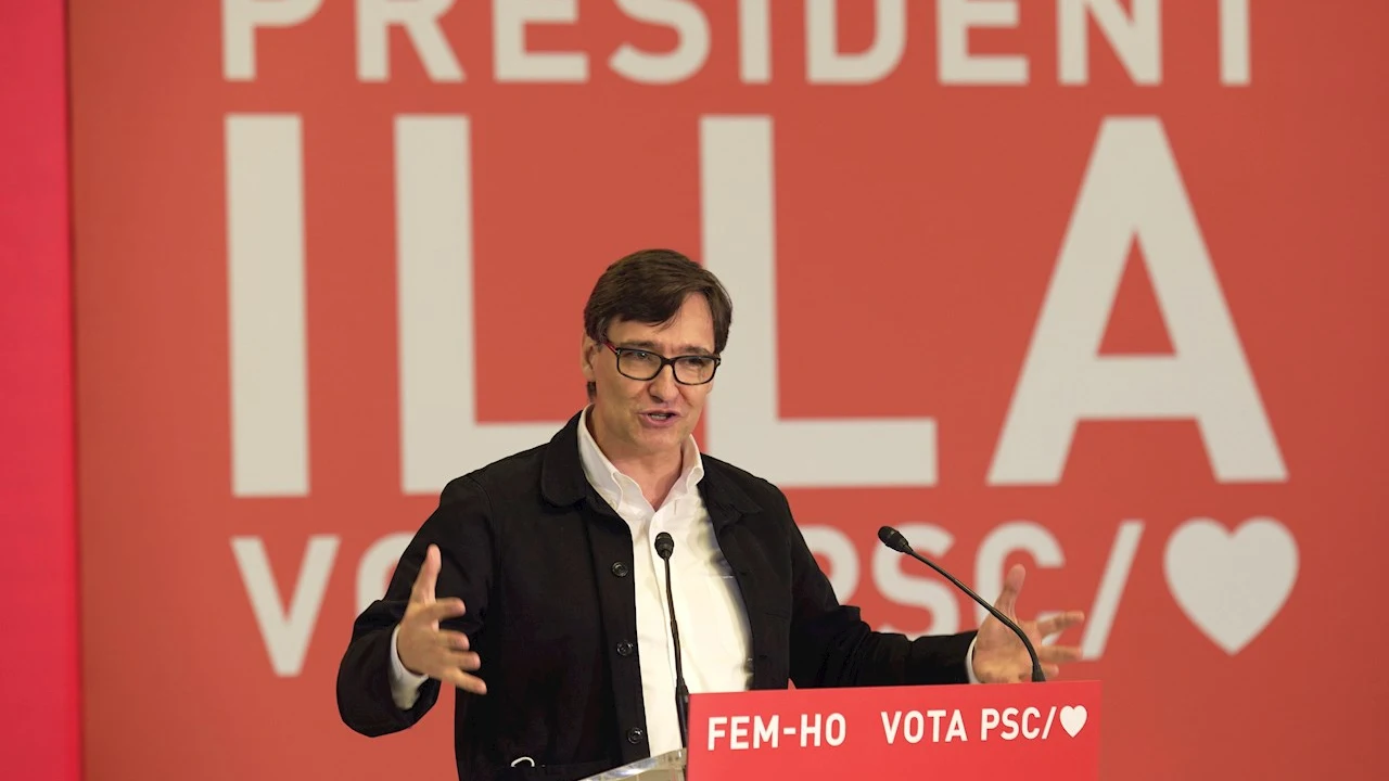 El candidato del PSC a las elecciones catalanas, Salvador Illa, en un acto de campaña El candidato del PSC a las elecciones catalanas, Salvador Illa, en un acto de campaña