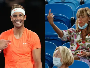 El momento surrealista en que una aficionada hace una peineta a Rafa Nadal en el Open de Australia El momento surrealista en que una aficionada hace una peineta a Rafa Nadal en el Open de Australia