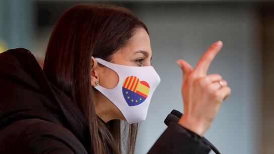La presidenta de Ciudadanos, In&eacute;s Arrimadas, en un en un acto de campa&ntilde;a en apoyo a la candidatura de Carlos Carrizosa a la presidencia de la Generalitat.