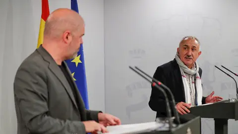 El secretario general de UGT, José María Álvarez, y el secretario general de CCOO, Unai Sordo El secretario general de UGT, José María Álvarez, y el secretario general de CCOO, Unai Sordo