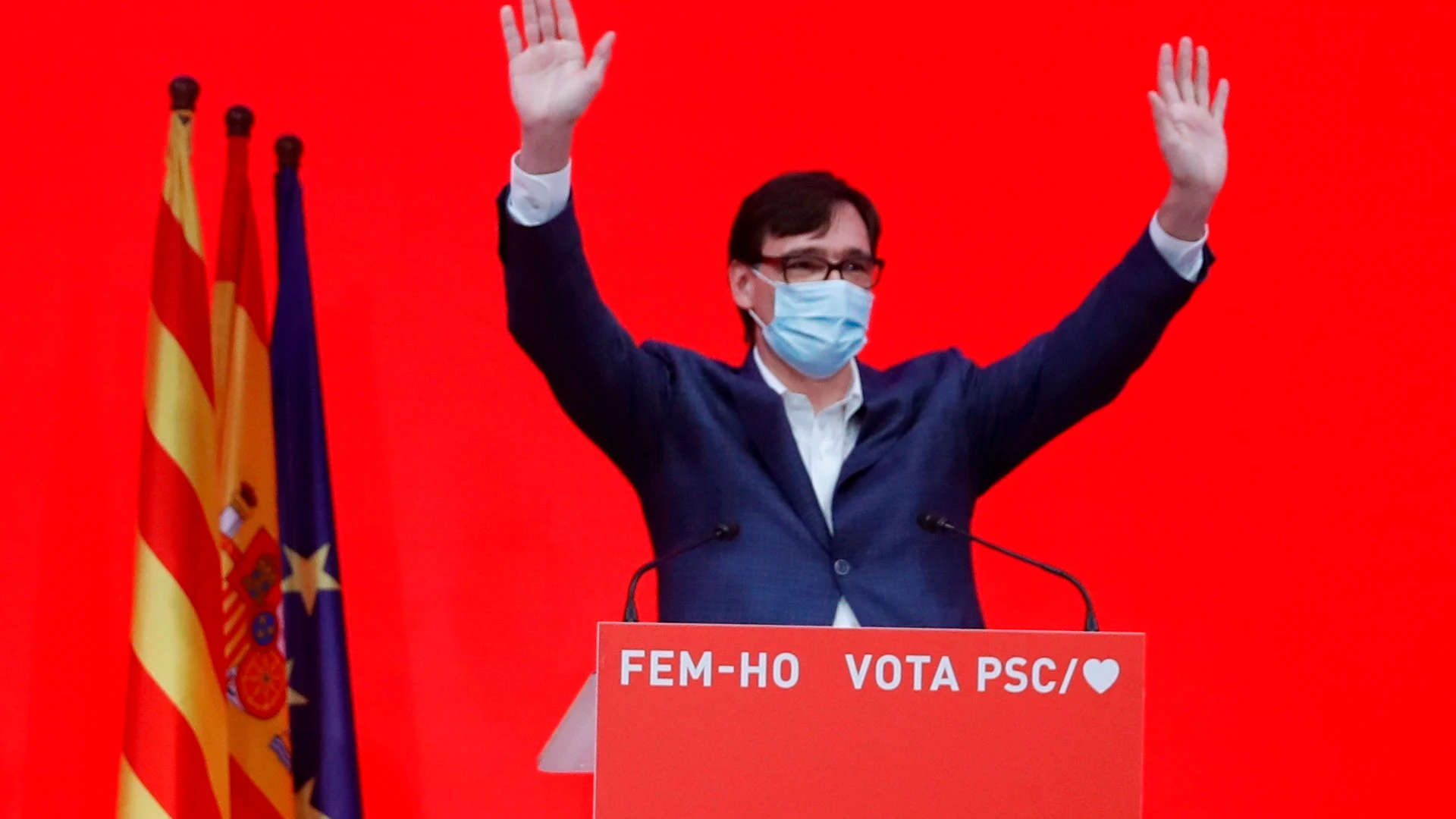 Salvador Illa celebra su victoria en votos en las elecciones catalanas