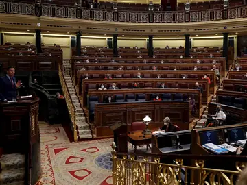 El presidente del Gobierno, Pedro Sánchez, interviene ante el pleno del Congreso de los Diputados. El presidente del Gobierno, Pedro Sánchez, interviene ante el pleno del Congreso de los Diputados.