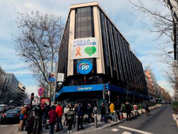 La sede nacional del PP, este martes