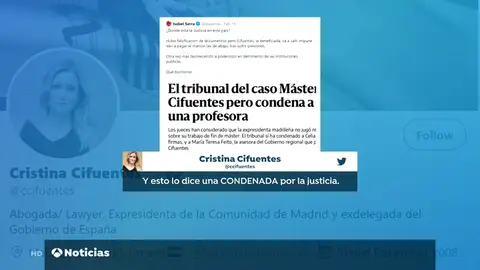 Isa Serra asegura que es "bochornoso" la absolución de Cristina Cifuentes por el caso del máster Isa Serra asegura que es "bochornoso" la absolución de Cristina Cifuentes por el caso del máster