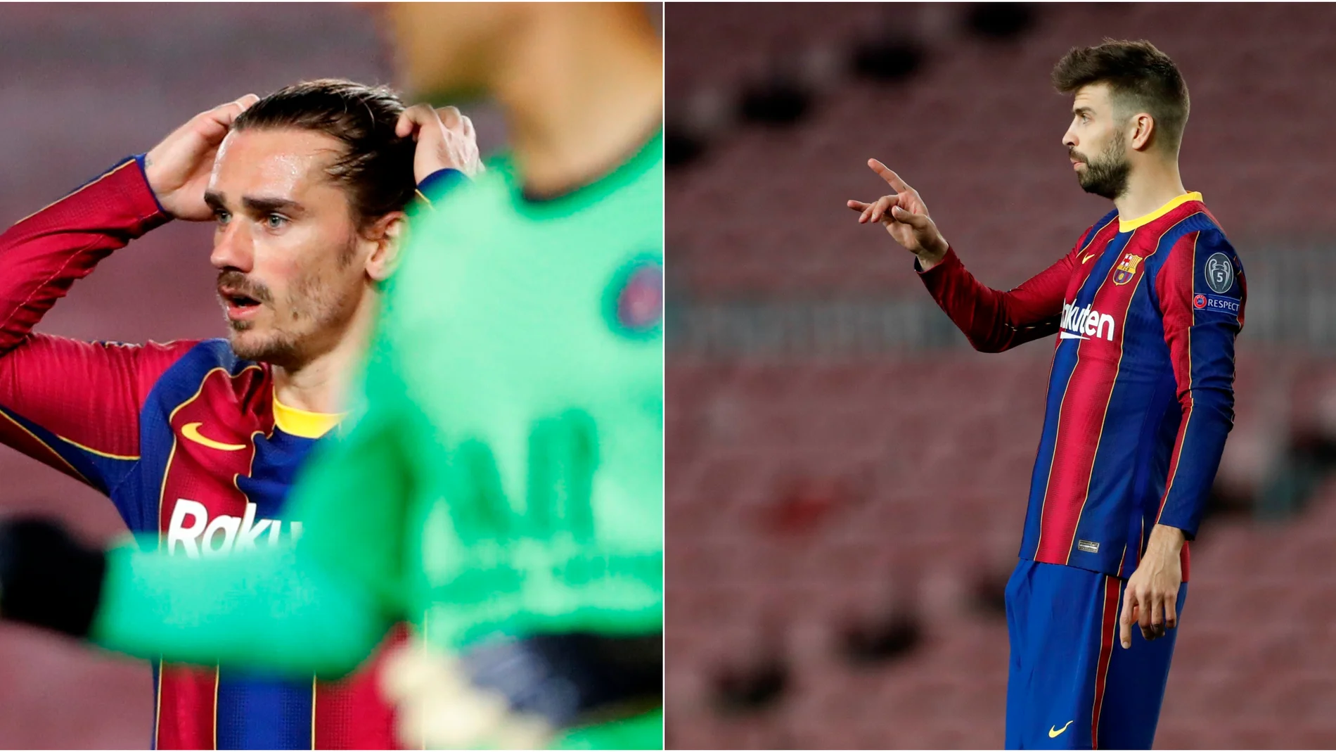 La bronca entre Piqué y Griezmann en plena debacle ante el PSG La bronca entre Piqué y Griezmann en plena debacle ante el PSG