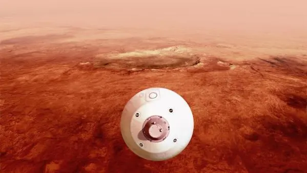 Ilustraci&oacute;n del "aeroshell" que contiene el rover Perseverance