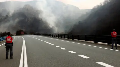 Dan por estabilizado el incendio que afecta desde este sábado a la frontera entre Navarra y Guipúzcoa Dan por estabilizado el incendio que afecta desde este sábado a la frontera entre Navarra y Guipúzcoa