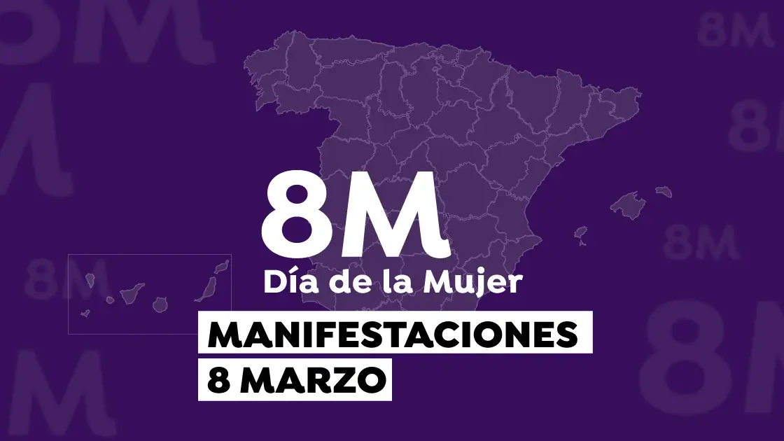 Mapa de las manifestaciones del 8 de marzo. Día Internacional de la Mujer
