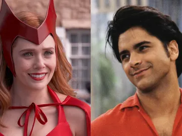 John Stamos y Elizabeth Olsen John Stamos y Elizabeth Olsen