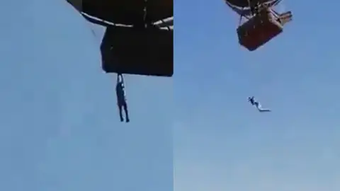 El impactante momento en que un hombre queda colgado de un globo aerostático en México: "¡Aguanta!" El impactante momento en que un hombre queda colgado de un globo aerostático en México: "¡Aguanta!"