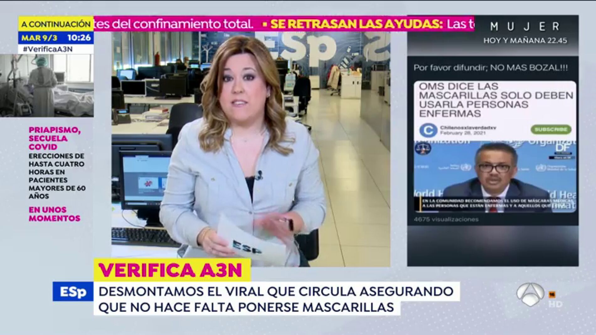 El bulo que circula sobre las recomendaciones de la OMS: No aconsejan usar la mascarilla solo a personas enfermas